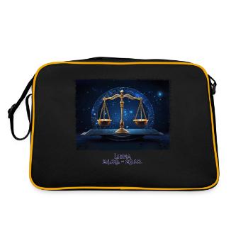 Sternzeichen Waage Datum - Retro Tasche - Schwarz/Gold - Hinten