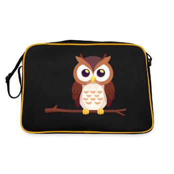 hibou grand-duc hibou oiseau sur branche - Sac Retro - noir/or - Dos