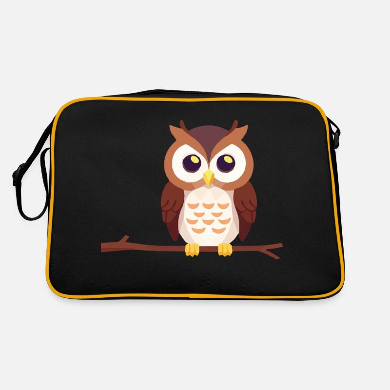 Uhu Eule Vogel auf Ast Retro Tasche