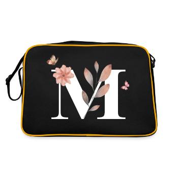 Letter M Wildflowers Watercolors - Retro Bag - black/gold - Back