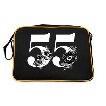 Number 55 Black Floral - 55th Floral Anniversary - Retro Bag - black/gold - Back