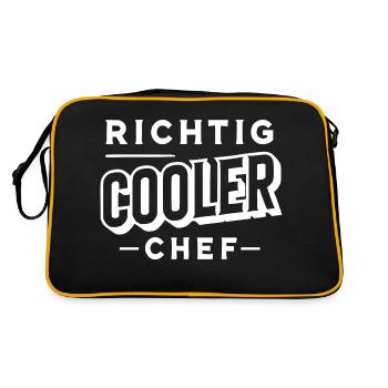 Richtig cooler Chef - Retro Tasche - Schwarz/Gold - Hinten