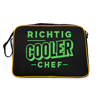 Richtig cooler Chef - Retro Tasche - Schwarz/Gold - Hinten