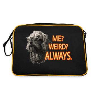 Lustiger Hund mit Spruch - Retro Tasche - Schwarz/Gold - Hinten