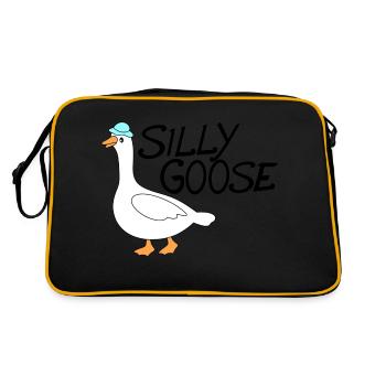 silly goose with funny hat - Retro Bag - black/gold - Back