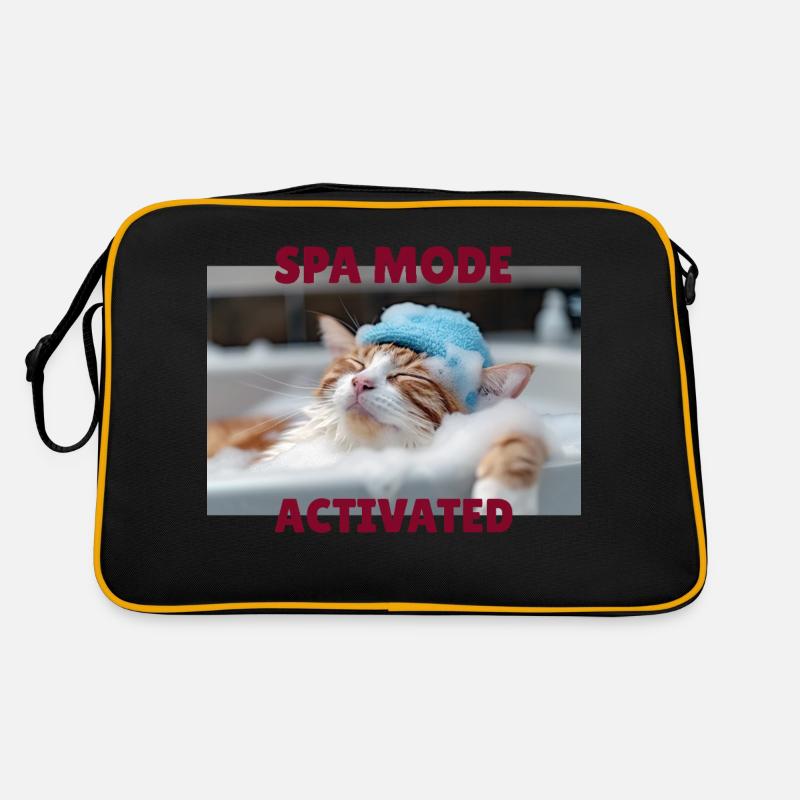 Spa-Modus Katze - Retro Tasche - Schwarz/Gold