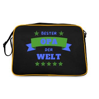 Bester Opa der Welt - Retro Tasche - Schwarz/Gold - Hinten
