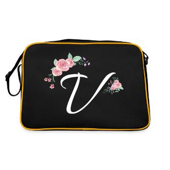 Letter v flowers - Retro Bag - black/gold - Back