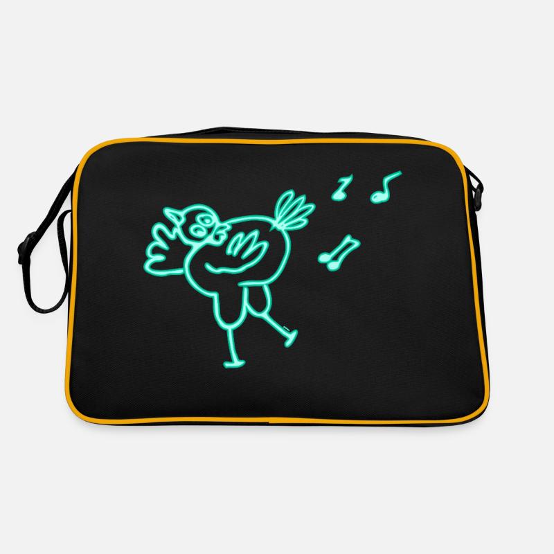 Neon Huhn - Retro Tasche - Schwarz/Gold