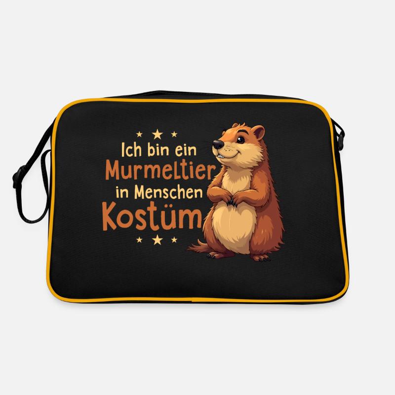 Ich bin ein Murmeltier in Menschen Kostüm Tier Retro Tasche