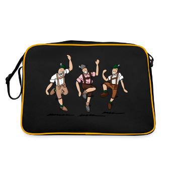 Bayrische Schuhplattler in Lederhosen - Retro Tasche - Schwarz/Gold - Hinten