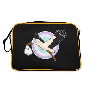 Cigogne donnant naissance à bébé - Sac Retro - noir/or - Dos