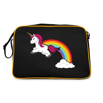 Regenbogen Einhorn BytheManzanitas - Retro Tasche - Schwarz/Gold - Hinten