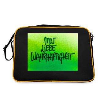 MUT, LIEBE, WAHRHEIT - Retro Tasche - Schwarz/Gold - Hinten