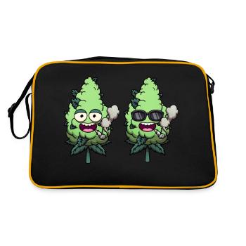 Funny Weed Bud Characters Smoking Joint - Retro Bag - black/gold - Back