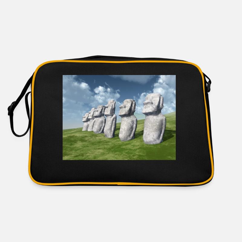 Moai statues on Easter Island Retro Bag