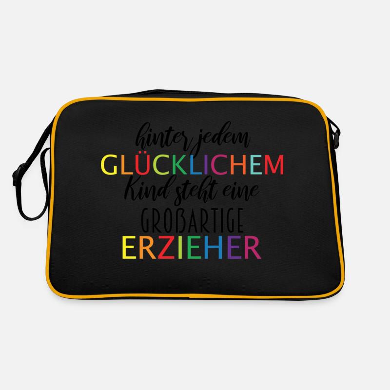Abschied Erzieher - Retro Tasche - Schwarz/Gold