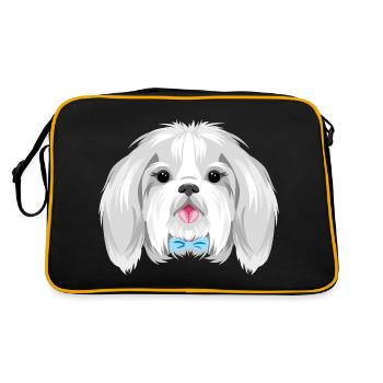 Portrait d’un joli Shih Tzu avec arc bleu - Sac Retro - noir/or - Dos
