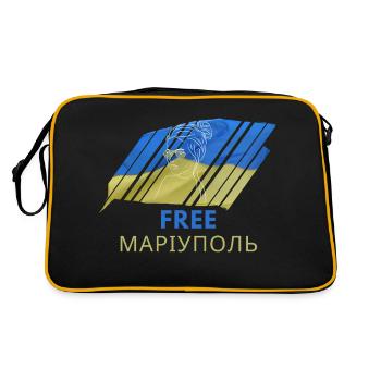 Free Маріуполь T-Shirt Ukraine Flagge Geschenk grl - Retro Tasche - Schwarz/Gold - Hinten