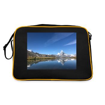 Montagnes et lac en arrière-plan - Sac Retro - noir/or - Dos