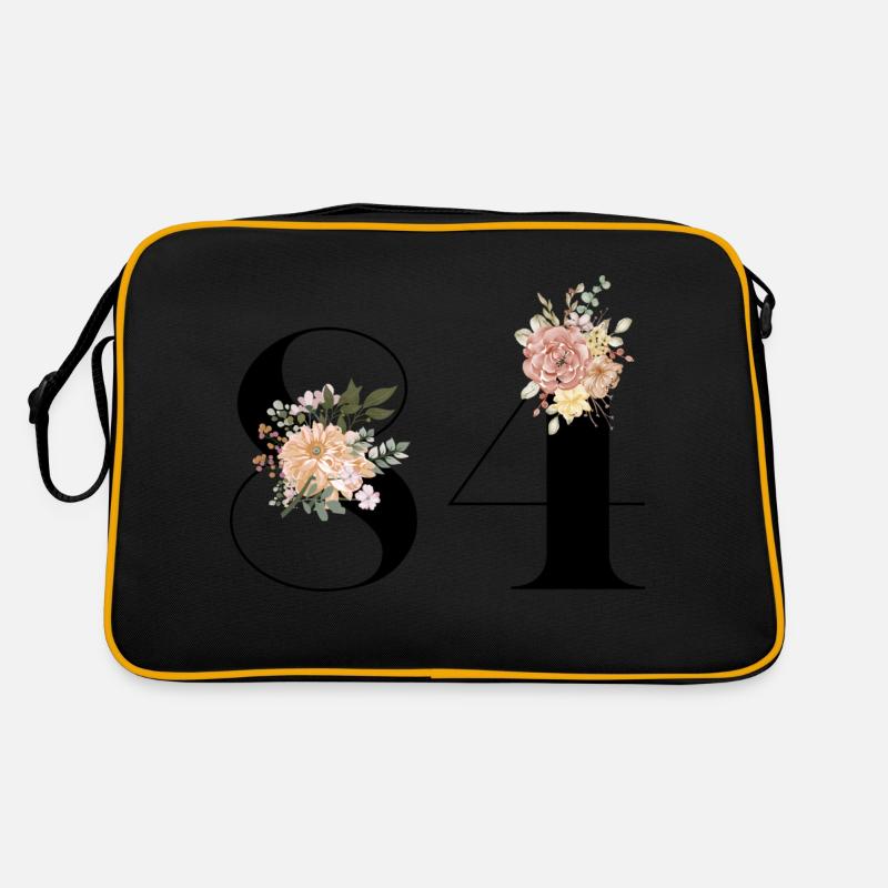 84e anniversaire fleuris (Cadeau de 84 ans) - Sac Retro - noir/or