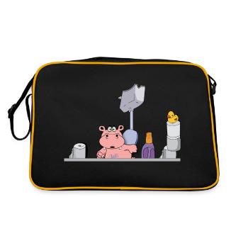 toilet toilet bathroom bathroom children household hippo - Retro Bag - black/gold - Back
