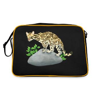 kleiner Ozelot - Retro Tasche - Schwarz/Gold - Hinten
