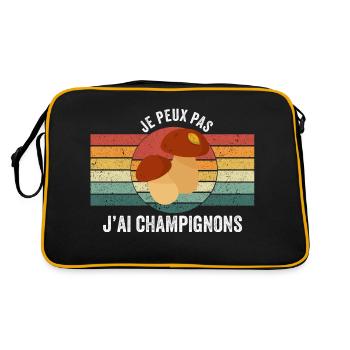 Je Peux Pas J'ai Champignons Drôles Champignon - Sac Retro - noir/or - Dos