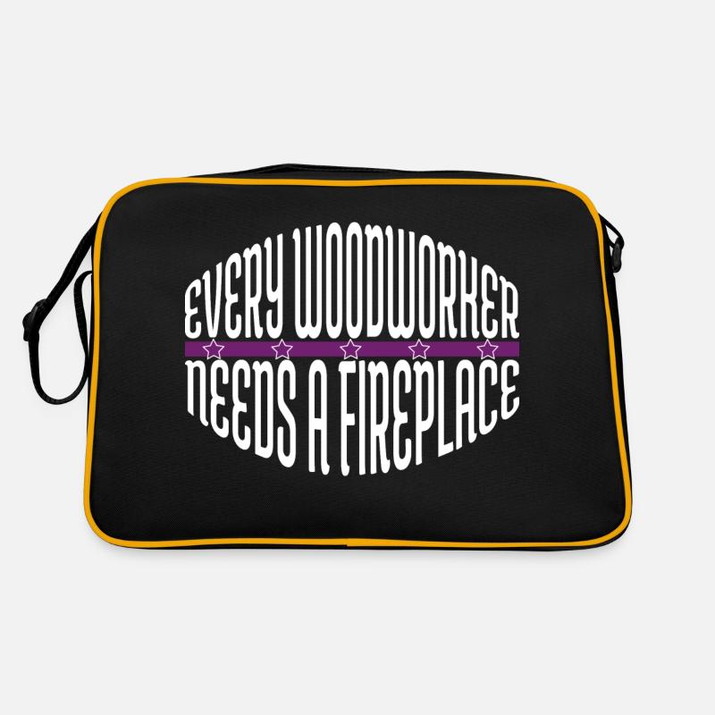 construction carpenter woodcutter - Retro Bag - black/gold