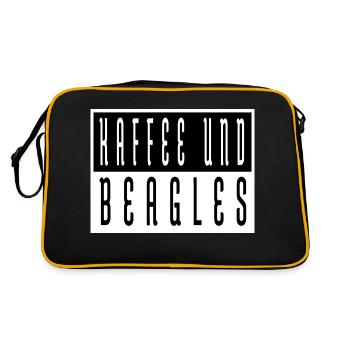 ich liebe kaffee kaffeebohne - Retro Tasche - Schwarz/Gold - Hinten