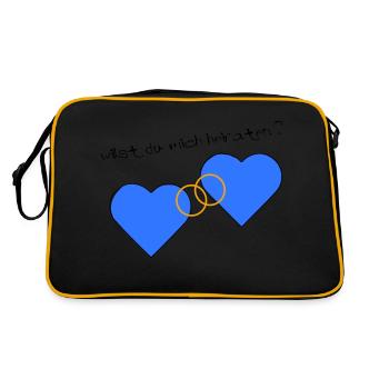 Heiratsantrag blau blau - Retro Tasche - Schwarz/Gold - Hinten