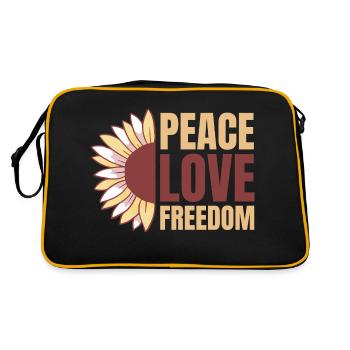 Frieden Freiheit Friedenszeichen Sonnenblume Liebe - Retro Tasche - Schwarz/Gold - Hinten