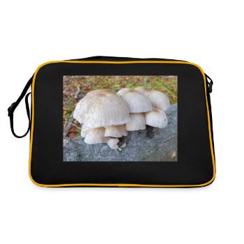 porcelain fungus also porcelain mushroom - Retro Bag - black/gold - Back