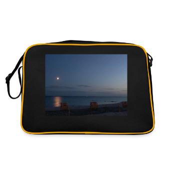 ostsee in der nacht - Retro Tasche - Schwarz/Gold - Hinten