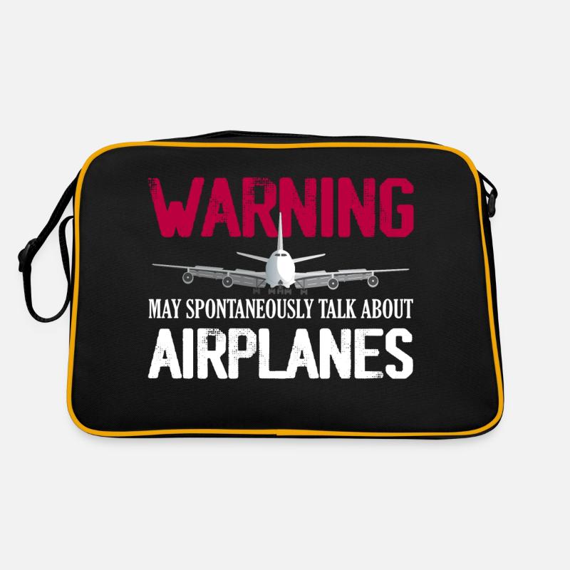 Warning May Spontaneously Talk About Airplanes Pil - Retro Tasche - Schwarz/Gold