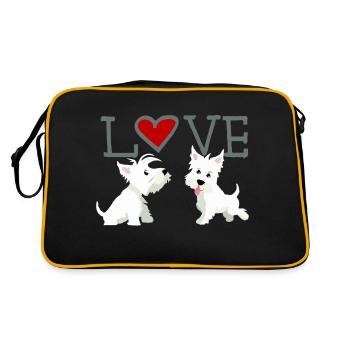 Valentinstag liebende Hunde - Retro Tasche - Schwarz/Gold - Hinten