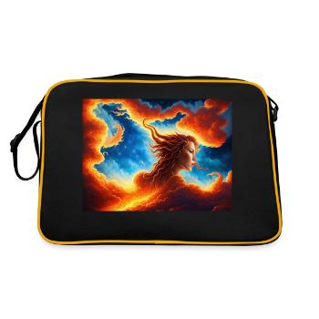 blue red sky with a woman illustration - Retro Bag - black/gold - Back