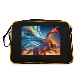 blue red sky with a creature generated ai - Retro Bag - black/gold - Back