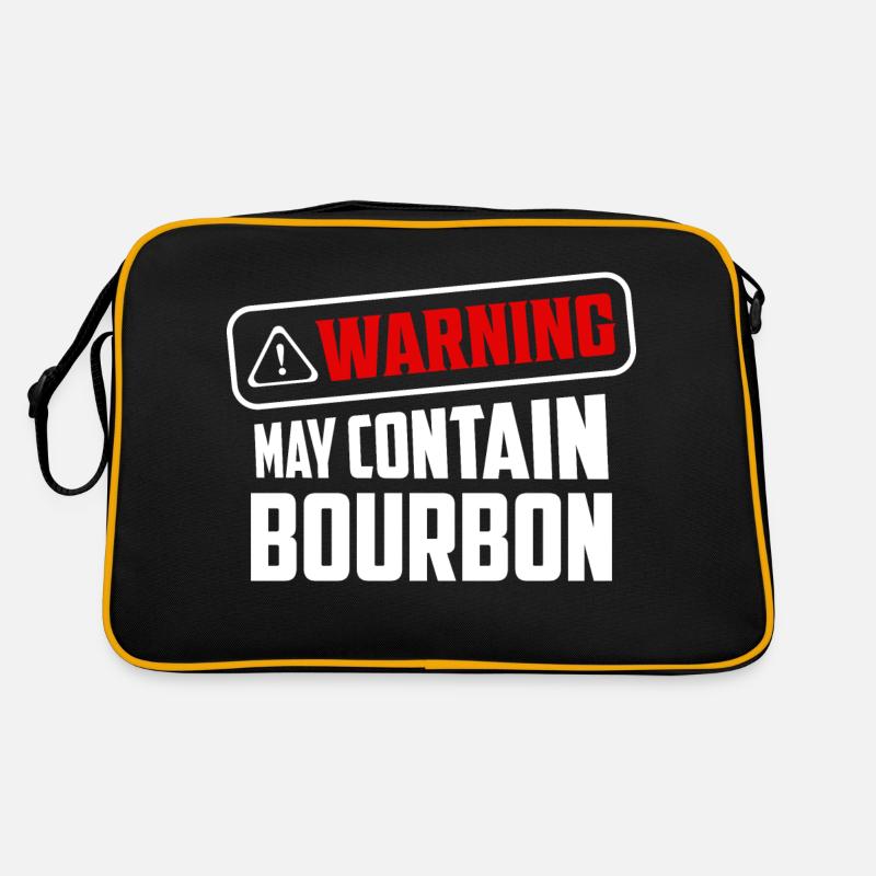 Warning May Contain Bourbon Drinking Whiskey Retro Bag