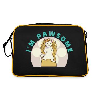 White cute cat - Retro Bag - black/gold - Back