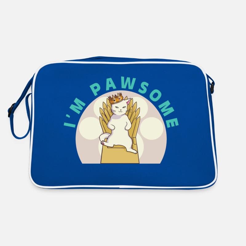 White cute cat Retro Bag