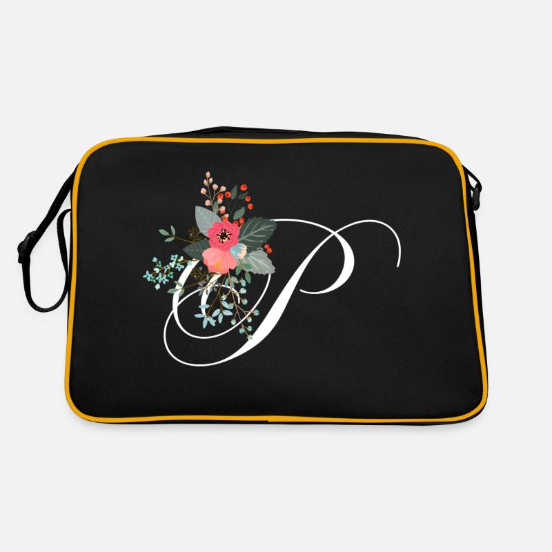 Buchstabe p blühte Retro Tasche