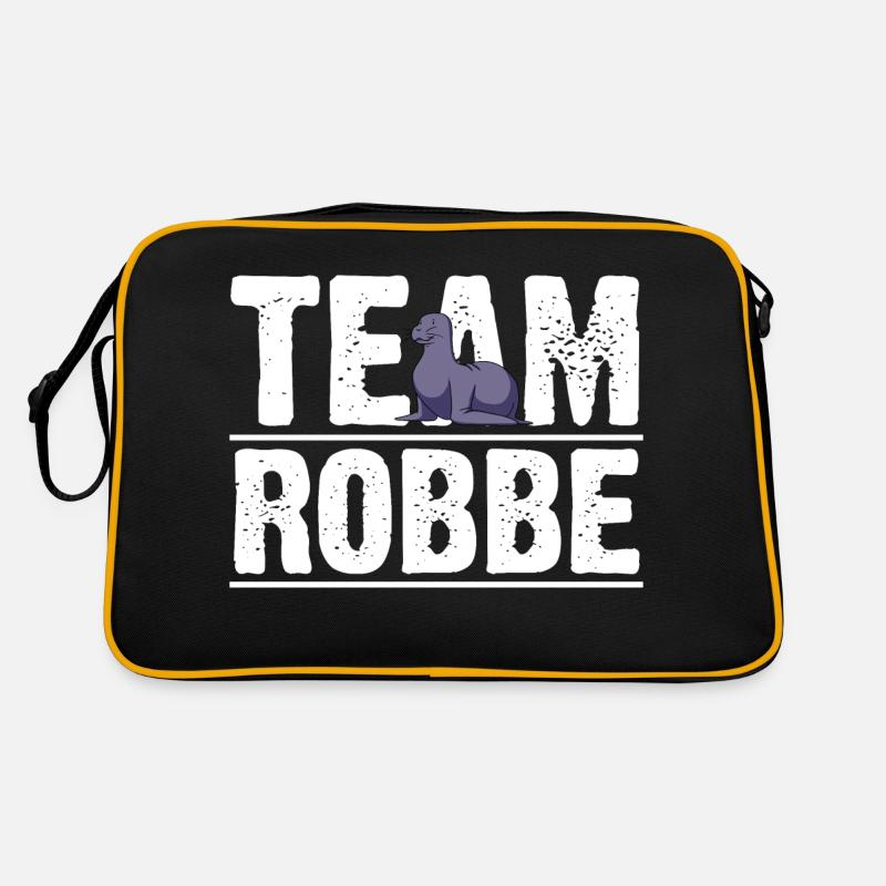 Seehund Seelöwe Robbe - Retro Tasche - Schwarz/Gold