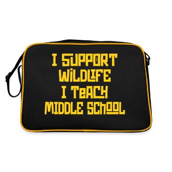 I Support Wildlife I Teach Middle School - Teacher - Retro Bag - black/gold - Back