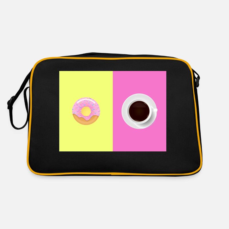 Donut & Coffee - Retro Tasche - Schwarz/Gold