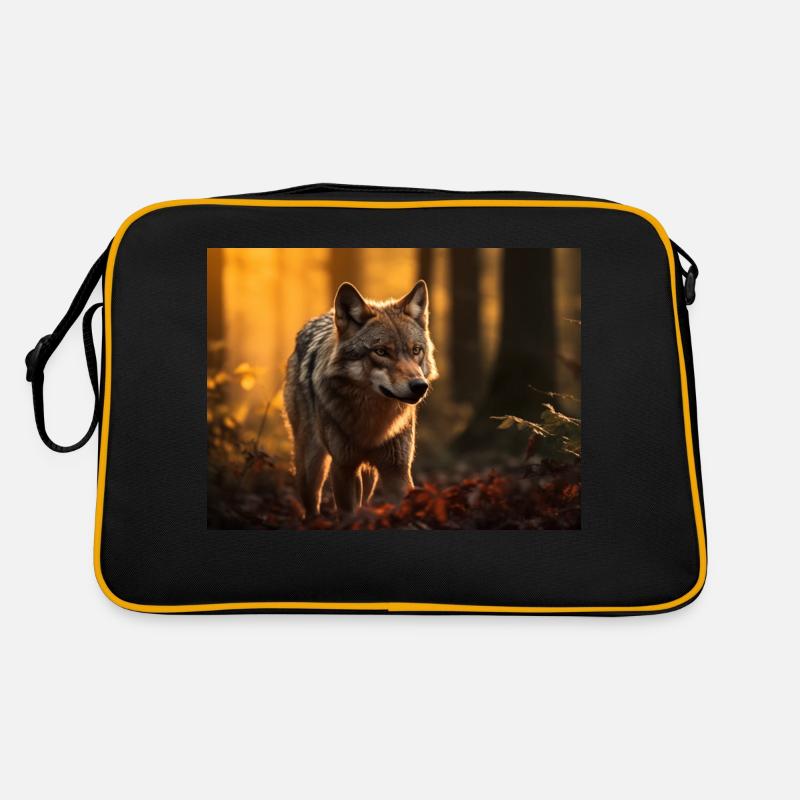 A wolf in the forest - Retro Tasche - Schwarz/Gold
