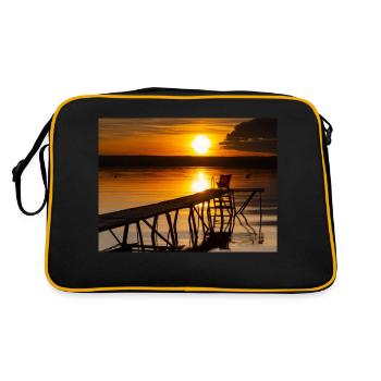 Sunset at Lake Ammersee - Retro Bag - black/gold - Back