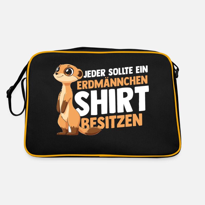 Erdmännchen - Retro Tasche - Schwarz/Gold