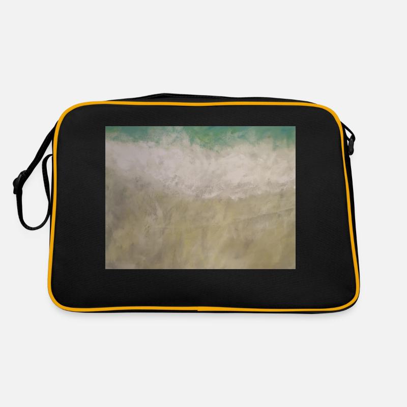 Welle trifft Strand - Retro Tasche - Schwarz/Gold