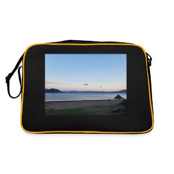Holiday, Beach, Sea, Sun, Sunset - Retro Bag - black/gold - Back